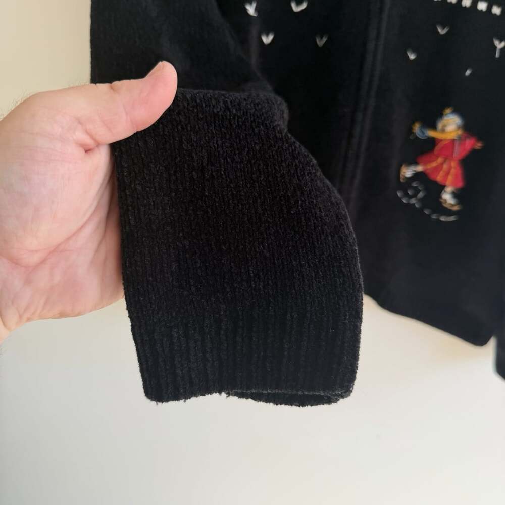 Alfred Dunner Petites Full Zip Fair Isle Ice Skating Sweater Size PXL Black - Picture 5 of 5